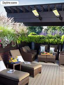 1pc Outdoor Solar Wall Light, 108 COB Chips, Motion Sensor, 3 Lighting Modes, 270° Adjustable Angle, 1200mAh Solar Charging + Remote Control, Bright Night Light With Projection Function, Remote Control Included, Suitable For Garden/Patio/Pathway/Villa, Holiday Decor Gift - Choose 1/2/4/6/8pcs - Black - View 7