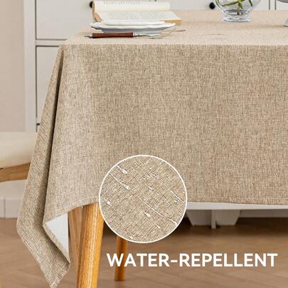 1件防水、防油、防污亚麻桌布，日式简约方形厨房/餐桌布，客厅咖啡桌/书桌布，适合日常家居装饰、派对和节日装饰