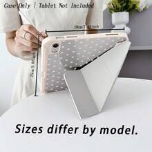 单件装书本式棕粉色波点保护套 - 翻盖式设计，带多角度支架，防震硅胶背壳，粉彩波点图案保护套，带笔槽，兼容 iPad 10.9/10.2/Air 第五代/Pro 11/第十代/9.7/Air 2/iPad（第七代）/iPad（第八代）/iPad Air 4/5/iPad Pro 11/iPad 第十代 10.9 英寸 2022 款智能保护套 - 彩色 - 查看 4