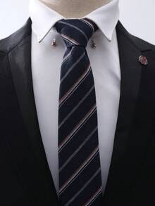 1pc Men's Striped Tie For Men's Formal Wear, A High-End Business Tie Suitable For Daily Wear, Work, Gatherings, And Other Formal Occasions - A - View 5