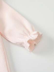 Baby Girl Patchwork Embroidery Ruffle Trim Snap Front Jumpsuit - Pink - View 5