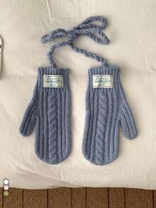 1双秋冬保暖可爱挂脖触屏针织手套，女士款，加厚保暖防风全指手套，适合骑行、骑车、学生等场合，新品上市 - Best wish掛脖全包手套 - 查看 7