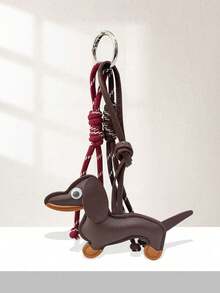 Ins Blogger Same Style Sausage Dog Chocolate Niche Personalized Baseball Car Key Chain Bag Pendant Couple Braided Lanyard Keyring Travel Accessories Keychain Accessories Bag Charm Purse Charm - Red - View 6