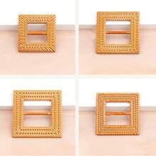 4pcs Solid Color Retro ABS Plastic (ABS Resin) Square Woven Texture Buckle, 3-Prong Buckle, Suitable For Coats, Dresses, Suits, All Year Round - Multicolor - View 1