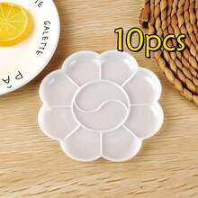 20/35/50pcs Mini Flower Shaped Plastic Painting Palettes - Art Oil Painting Trays For Watercolor, Acrylic And Oil Painting Mediums - White - View 16