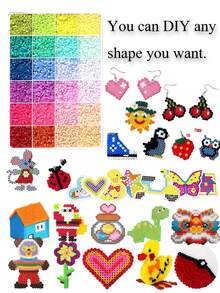 24 Colors, Approx. 6000pcs Mini Beads Craft Set - Safety Pin Beads Kit, 3D Pixel Mosaic Fuse Beads, DIY Craft Decoration Set, High Quality Fusible Glass Beads, Suitable For Creative Art Projects And Home Decor