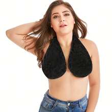 Convenient Absorbent Breathable Towel Bra Suitable For Beach, Sports, Indoor Daily Wear, Towel Hanging Around Neck, Wraps Chest, Strapless Support, Double-Sided Plush Super Soft And Warm, Suitable For Beautiful Women, Small Gift For Beautiful Women - 黑色 - 查看 13