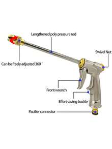 可伸缩花园软管带喷枪，可伸缩洗车和灌溉工具 - 灰色 - 查看 8