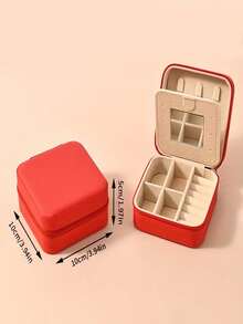 1 pieza Organizador de equipaje, Organizador de almacenamiento de viaje portátil mini, Bolsa con cremallera con espejo, Caja de joyas para anillos, aretes y collares, Regalo ideal para niñas, Regalo del Día de San Valentín - Multicolor - Ver 4