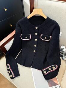 时尚纯色开衫＆飘逸短裙两件套