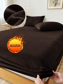 Bộ ga trải giường flannel 2/3 món, bộ đồ giường, tấm bảo vệ nệm, ga phủ giường, đồ dệt gia dụng thoải mái, tấm lót nệm mềm mại, ga trải giường màu trơn, thiết kế túi sâu, chỉ bao gồm ga trải giường, chống bụi, có thể giặt máy, bộ quà tặng đồ giường, phù hợp với giường đơn, đôi, cỡ Queen, cỡ King, có thể giặt máy, trang trí mùa thu và mùa đông. - Màu nâu Sô-cô-la - Xem 2