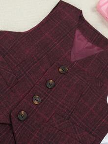 Bộ vest lịch sự dành cho bé trai, kiểu quý ông Anh Quốc, gồm áo vest, quần và cà vạt (Áo vest + Quần + Cà vạt) - Đỏ - Xem 9