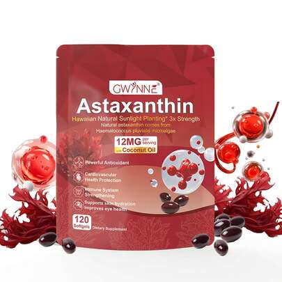  Gwynne Astaxantina 12 Mg,astaxantina Antioxidant From Fresh Haematococcus Pluvialis,apoya La Salud Ocular, Articular Y Cutánea,120 Cápsulas