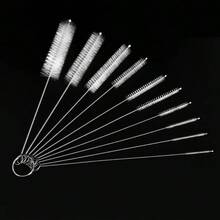1 Set Of 10 White Straw Cleaning Brushes, Including Multiple Specifications Of Flexible Cleaning Brushes, Suitable For Cleaning Milk Stains And Tea Stains - White - View 2