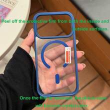 奢華防震馬卡龍色保護殼，支援無線磁吸充電，相容 iPhone 17 Pro、17 Pro Max、Air 及 7-16 系列 A56、A36、A16、A17、A37、A57、A06、A07、S26 Ultra、S25 Ultra - 深藍色 - 查看 11