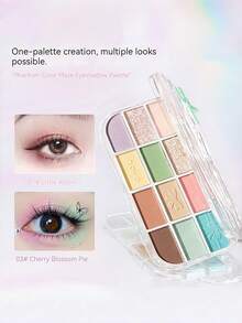 NOVO Long-Lasting Matte & Shimmer Eyeshadow Palette, Vibrant Multicolor Eyeshadows For Daily, Party, Stage Makeup, Suitable For New Year, Christmas, Y2K Looks - 02# Sweet and Less Salt - View 3