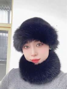 1pc Women Winter Furry Hat, European & Korean Style Warm Headwear, Solid Color Cute & Versatile, Thicker Design Winter Hat Winter Outfits