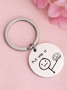 1pc Stainless Steel Funny Keychain, Can Be Used As Key Ring, Bag Charm Or Christmas Gift For Best Friend - Silver - View 5