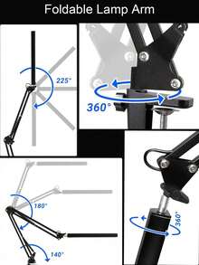 1pc Black/White Long Arm LED Desk Lamp, 3 Lighting Modes, Metal Swing Arm Lamp, 10-Level Dimmable With Memory Function, Suitable For Dorm, Office, Reading (USB Powered) - Tricolor Light - View 7