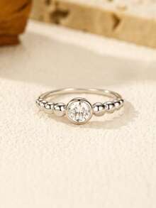 MODIAN D Color VVS1 Square Moissanite Ring, 925 Sterling Silver Brilliant Wedding Band, Exquisite Jewelry Gift For Women - Silver - View 5