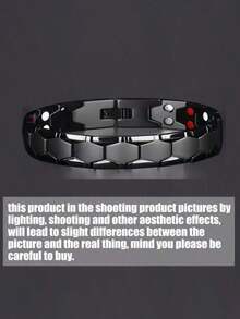 3 PiecesUnisex Magnetic Bracelet Set Double-Row 3500 Gauss High-Intensity Magnetic Bracelets The Perfect Surprise Gift For Father's Day/Mother's Day/Boyfriend/Best Friend Elegant Gift Box Packaging With Adjustment Tool Included - Black - View 5