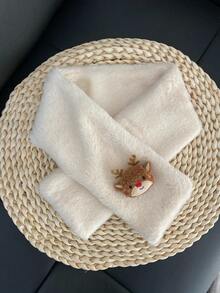 1 Piece Scarf For Women's Winter Versatile Plush Thick Scarf For Warmth, Solid Color Plush Neck Cover, Cute Plush Scarf For Girls, Student Adults Can Wear Hairless, Cross Warm Scarves, Neck And Collar Warm Scarves For Dress