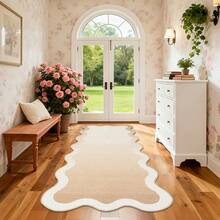 CuisinSmart Scalloped Washable Area Rugs,Non Slip Hallway Runners,Soft Low Pile Ombre Carpet For Kitchen Bedroom Bathroom,Stain Resistant Floor Cover For Office - Màu be - Xem 9