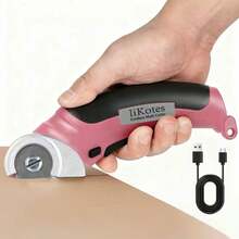 Cordless Electric Scissors, 4V Carpet Cardboard Cutter Tool, 2000 MAh, With Safety Lock, Rotary Cutter For Cardboard Packages Leather Plastic, Christmas Stuffers, Birthday And Valentine's Day Gift - Pink - View 2