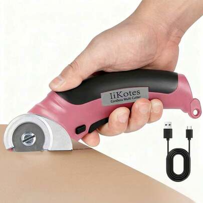 Cordless Electric Scissors, 4V Carpet Cardboard Cutter Tool, 2000 MAh, With Safety Lock, Rotary Cutter For Cardboard Packages Leather Plastic, Christmas Stuffers, Birthday And Valentine's Day Gift