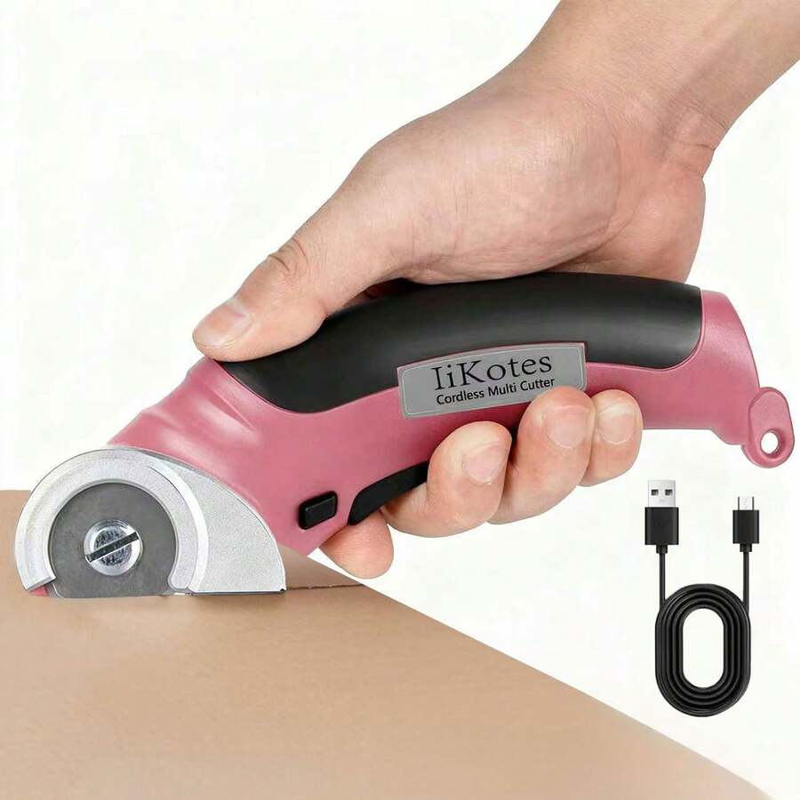 Cordless Electric Scissors, 4V Carpet Cardboard Cutter Tool, 2000 MAh, With Safety Lock, Rotary Cutter For Cardboard Packages Leather Plastic, Christmas Stuffers, Birthday And Valentine's Day Gift
