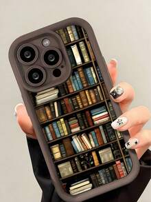 1 Stück Vintage Bücherregal Muster Vollschutz TPU stoßfeste Handyhülle kompatibel mit iPhone 16, 15, 14, 13, 12, 11 Pro Max