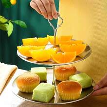 2/3 niveles Soporte para tartas de acero inoxidable, Torre de exhibición de metal dorado/plateado, Herramienta de horneado de alimentos, Adecuado para tartas, pasteles - Elegante, Adecuado para uso doméstico y de panadería, Accesorios para soportes de tartas, Suministros de repostería, Para decoración de fiestas - Multicolor - Ver 2