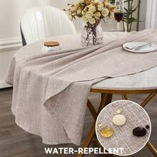 Round Edged Tablecloth, Made Of Country Style Linen, Waterproof, Oil-Proof, Dust-Proof, Suitable For Kitchen Dining, Restaurant Decor, Holiday Party, Fabric Tablecloth, Home Textile - Khaki - View 11