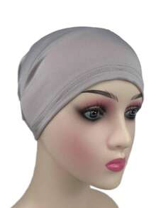 1 chiếc khăn trùm đầu thời trang màu trơn dành cho nữ, thích hợp để đội hàng ngày, ngủ, mùa hè, đi biển hoặc làm mũ. - Màu be - Xem 10