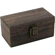 Antique Wooden Box With Hinged Lid And Lock Rectangle Wooden Storage Box Decorative Wood Box Crafts, Hobbies, Gifts, And Jewelry Box - Rustic Brown - View 4