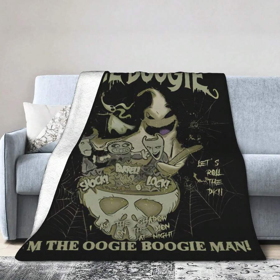 Man Nightmare Before Christmas Blanket Fleece Decoration Halloween Breathable Thin Throw Blanket For Bedspread - 白色 - 查看 1