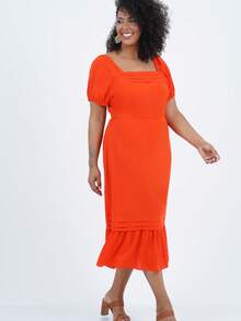 Women's Plus Size Midi Musical Dress - 橘色 - 查看 10