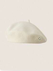 1顶女士贝雷帽，秋冬季，韩版，南瓜贝雷帽，休闲，保暖羊毛 - 彩色 - 查看 2