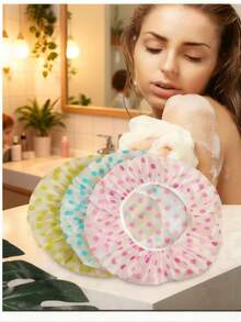 3/6 piezas Gorros de ducha impermeables unisex, reutilizables, elásticos y duraderos, para bañarse, protección contra humos de cocina y limpieza del hogar, regalo del Día de San Valentín - Multicolor - Ver 5