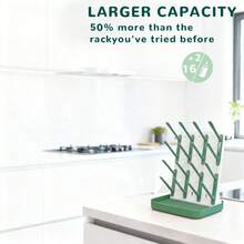 Large Capacity Bottle Drying Rack With 15 Hooks, Vertical Drying Stand With Detachable Nipple Box & Drip Tray, Space-Saving Countertop Storage Rack For Bottles, Straws, Breast Pump Parts - Multicolor - View 4