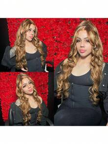 34 Inch Highlight Wig Human Hair Body Wave Human Hair Wigs Brazilian Blonde Ombre Lace Front Wigs 13x4 Transparent Lace Frontal Human Hair Wigs 200% Density Highlight 4 27 Colored - SP4/27 - 查看 5