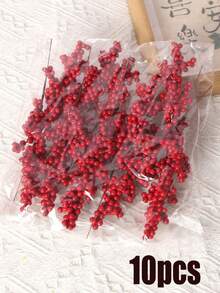 1/10 قطعة - أغصان الحصرم الاصطناعية الحمراء مع الزعرور، أغصان الحبات الحمراء الاصطناعية من الرغوة فاكهة الشتاء الاصطناعية ديكور عيد الميلاد DIY حرفي ديكور عيد الميلاد ديكور الزفاف ديكور عيد الميلاد باقة زهور الحرير، نبات باقة الزهور DIY إكليل ديكور حفلة عيد الميلاد ديكور المنزل - متعدد الألوان - مشاهدة 8
