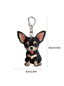 Móc khóa acrylic hình chó Chihuahua đen trắng dễ thương - Giúp tránh mất chìa khóa - Mặt dây chuyền hình động vật hoạt hình với khóa càng cua, phụ kiện ba lô thời trang và lựa chọn quà tặng, đồ trang trí hình chó, móc khóa hình chó, làm từ chất liệu PVC, in hai mặt, hình ảnh rõ nét, màu sắc sống động, khóa càng cua. - Nhiều màu - Xem 10