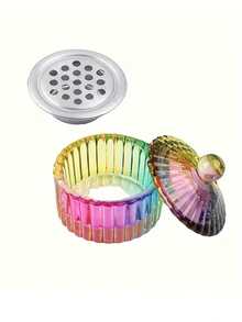 Cost-Effective Glass Nail Art Cup Set With Lid Dust-Proof Design, Filter Brush Cup, Professional Nail Tools, Acrylic Liquid Bowl, Crystal Cup Nail Monomer, Essential For Nail Art - Multicolor - View 4