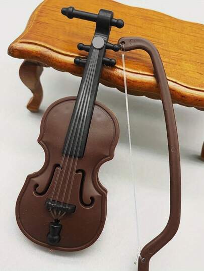 Mini Violin With Bow - Perfect Mini Instrument For Decoration And Collection, Ideal For Home Decor And Gifts, Mini Musical Instrument Dollhouse Model Home Decoration Mini Miniature World Violin Music Instrument Scene Model Shooting Props