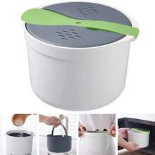 Microwave Rice Cooker, 2L Microwave Rice Pasta Cooker With Strainer Steamer - Green - View 2