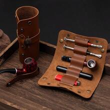 Pipe Pouch, PU Leather Case With Pipe Stand, Handmade Multifunctional Pipe Bag 1 Pipe And Other AccessoriesDoes Not Include Pipes And Accessories - 最初的 - 查看 2