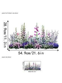 Garden Style Flower Pattern Butterfly Window Film Sticker, Rural Style Simulation Fence Flower Double Sided Window Clings, Removable Purple Floral Garden Window Decal Flower Window Clings, Collision Glass Doors Stickers For Kitchen Bedroom Living Room Home Office School Decor Party Supplies - Multicolor - View 10