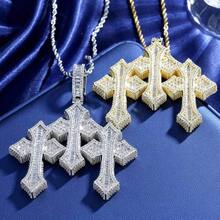 Cross Pendant, Fashionable Copper-Set Cubic Zirconia Men's Necklace, Hip-Hop Jewelry, Stackable Jewelry. - 大的三合一 - 查看 6