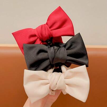 1pc Elegant Bow Hair Clip, Suitable For Women - Fashionable Polyester & Polyester Blend Hair Accessory, Feather-Free, Suitable For Formal Occasions And Everyday Elegant Styles, Refined Style, Polyester Clothing, Ball Gowns, Wedding Dresses, Party Hair Clips.